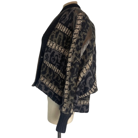 ESCADA Women's Black Geometric Print Knit Wool/Alpaca Oversized Cardigan Size 38 - Picture 6 of 15